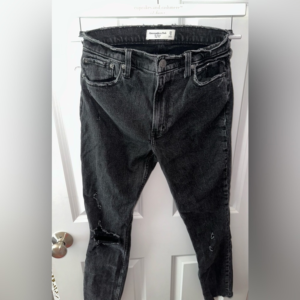 Abercrombie & Fitch Raw Hem Black Skinny High Rise